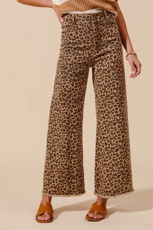Leopard Mid-Rise Wide Leg Jeans So Me 