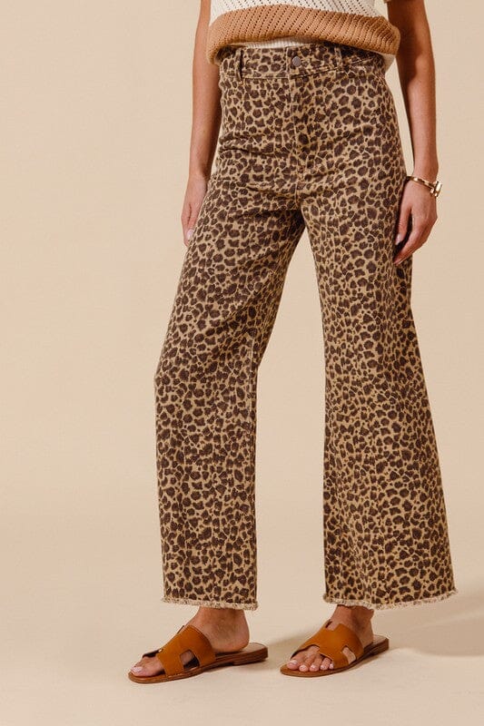 Leopard Mid-Rise Wide Leg Jeans So Me 