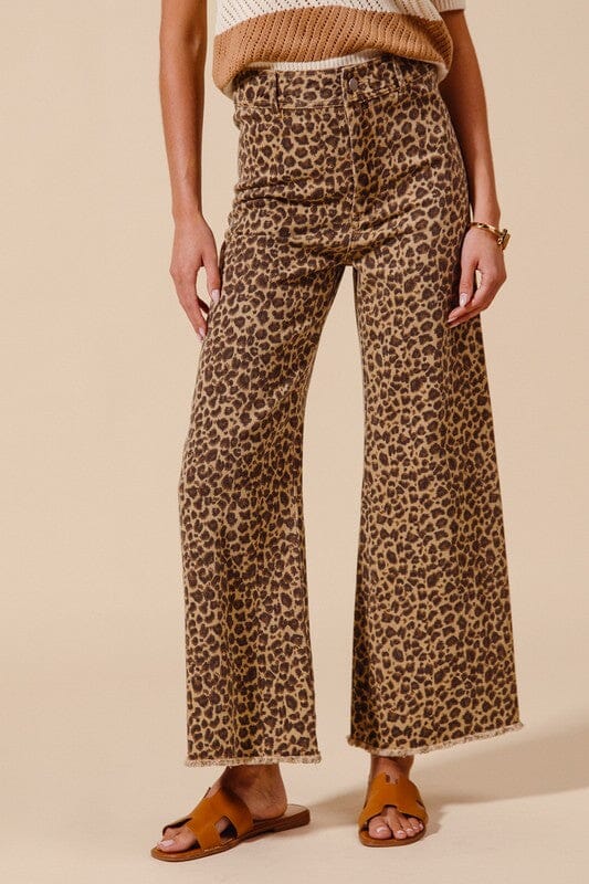 Leopard Mid-Rise Wide Leg Jeans So Me 