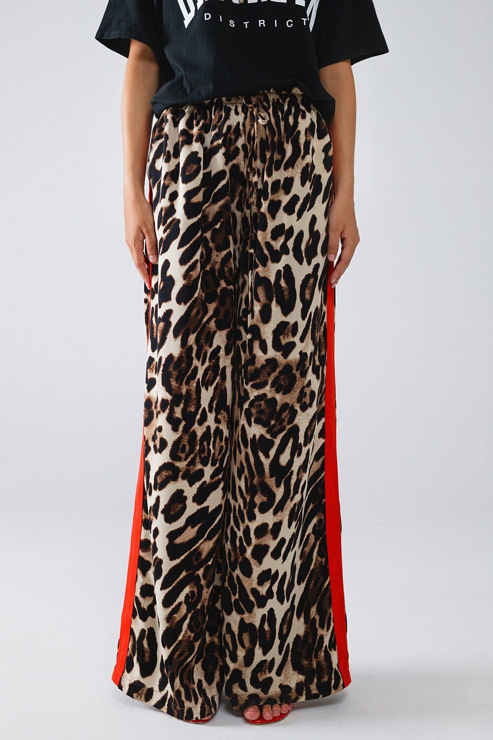 Leopard Straight Pants With Red Stripes Q2 