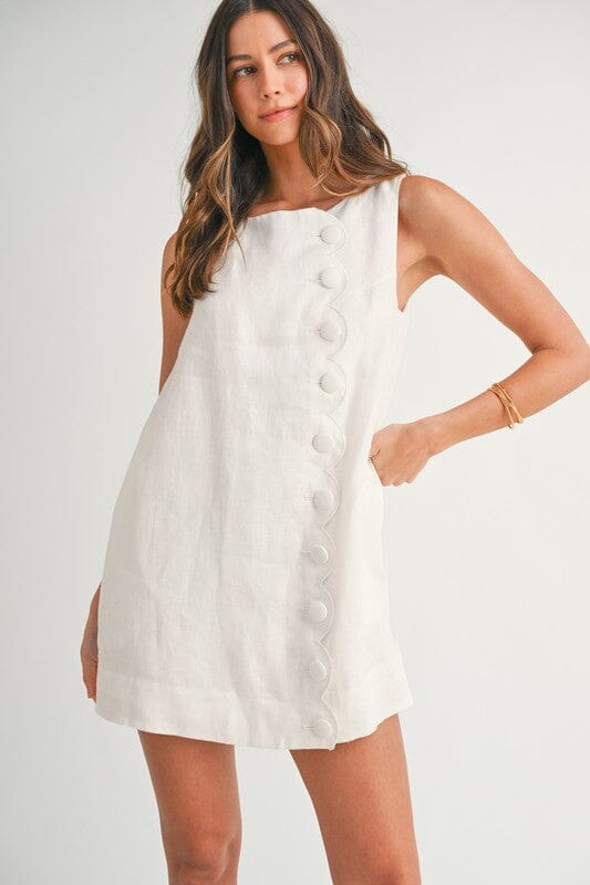 Linen Dress with Scallop Detail Mable 