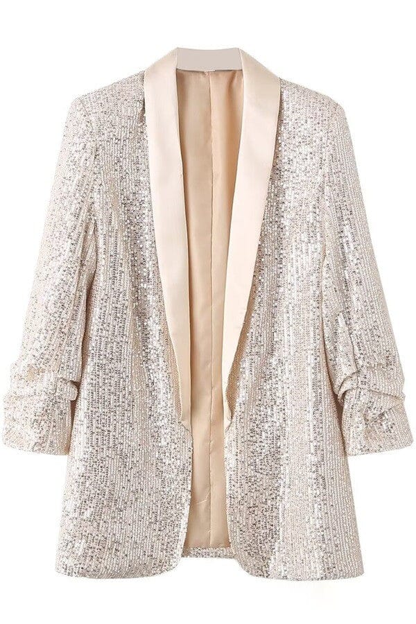 Long Shawl Collared Sequin Blazer Sundayup 