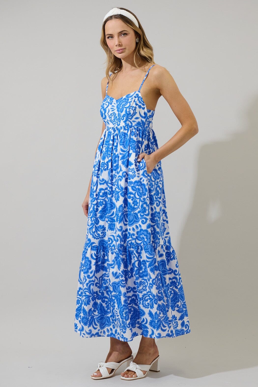 Magee Floral Cabana Flowy Maxi Dress Sugarlips 