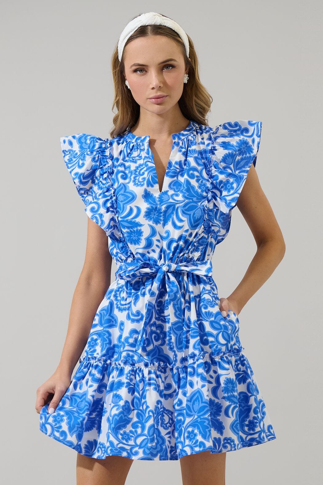 Maggie Cobalt Floral Dress Sugarlips 