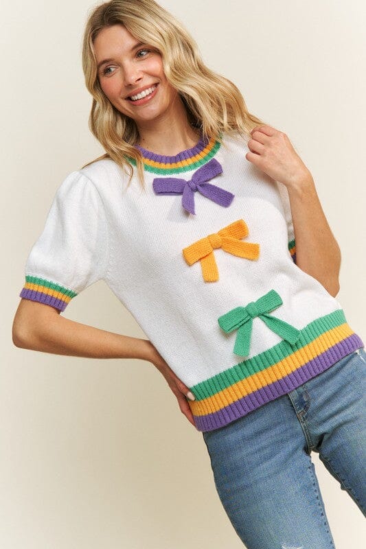 Mardi Gras Bow Detail SS Sweater sweet generis 