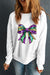 Mardi Gras Bow Graphic Drop Shoulder Sweatshirt Kentce 