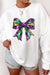 Mardi Gras Bow Graphic Drop Shoulder Sweatshirt Kentce 