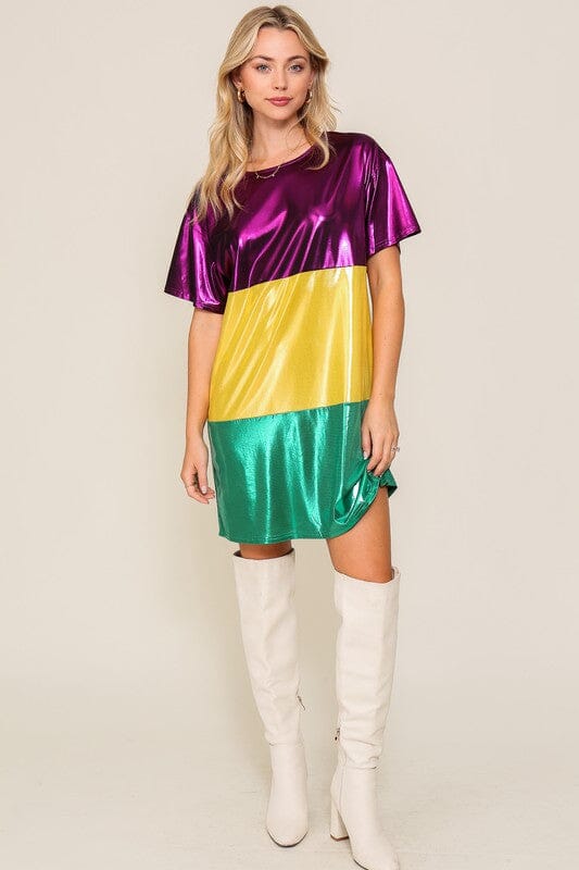 Mardi Gras Metallic Colorblock Dress Timing 