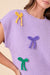 Mardi Gras Ribbon Bow Knit Top Main Strip 