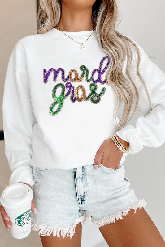 Mardi Gras Sequin Script Sweatshirt Kentce 