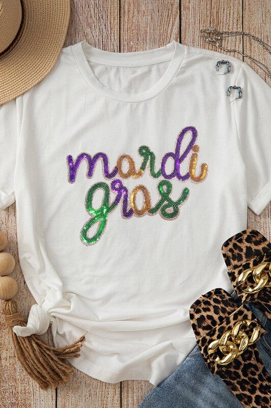 Mardi Gras Sequin Script Tee Kentce 