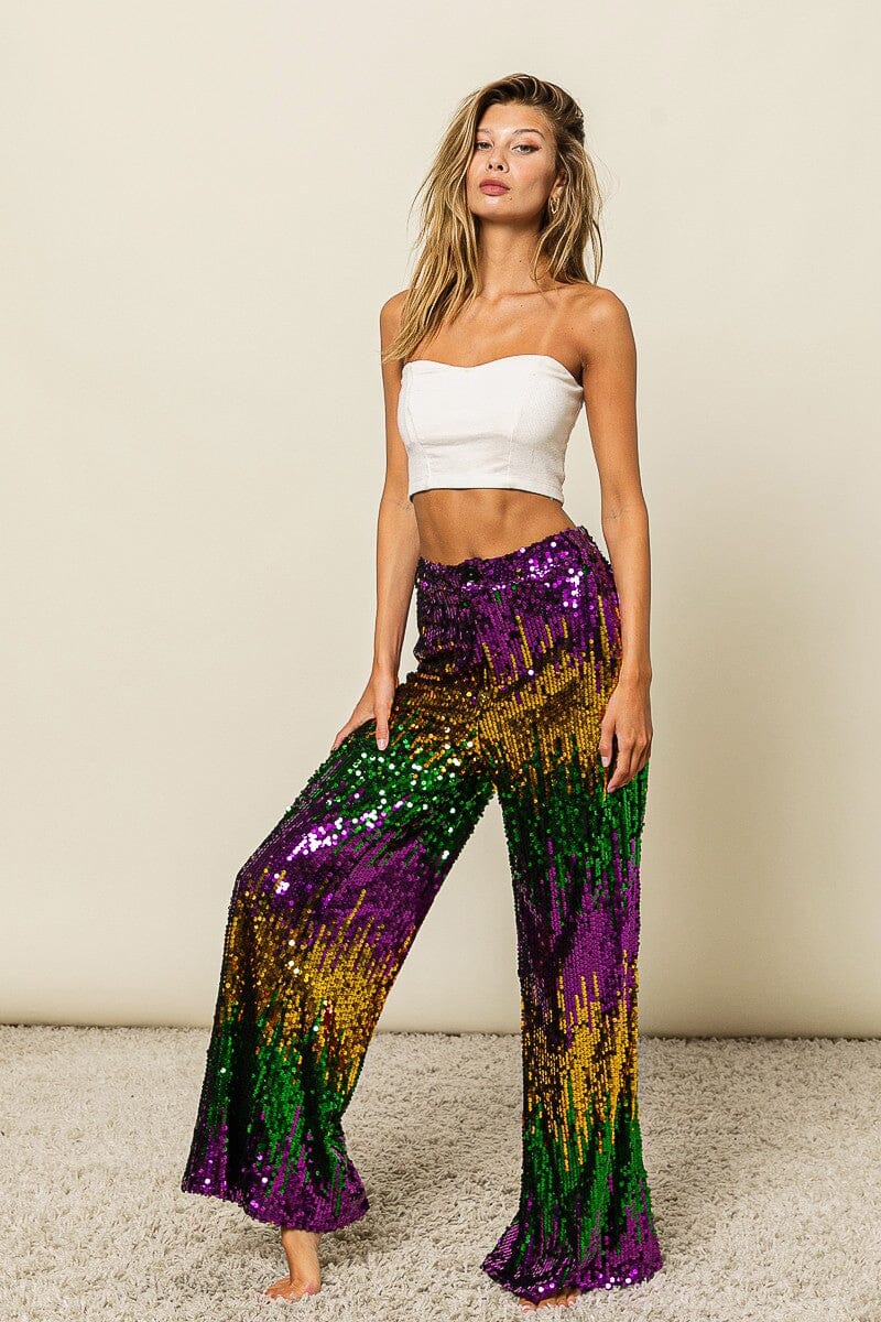 MARDI GRAS SEQUIN WIDE PANTS bibi 