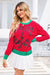 Merry & Bright Graphic Contrast Trim Sweater Kentce 