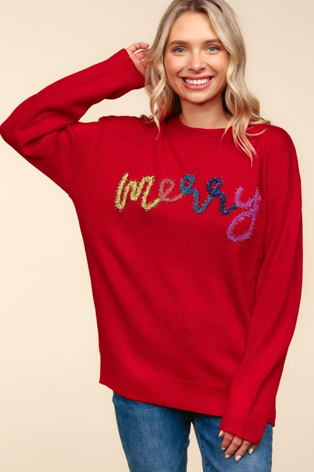 MERRY METALLIC POP UP PULLOVER SWEATER TOP Haptics 