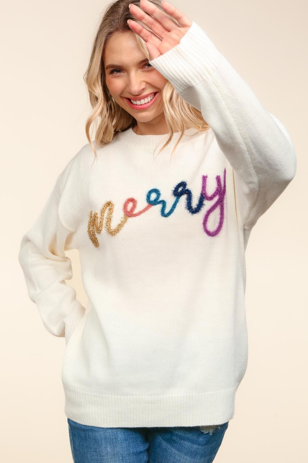 MERRY METALLIC POP UP PULLOVER SWEATER TOP Haptics 