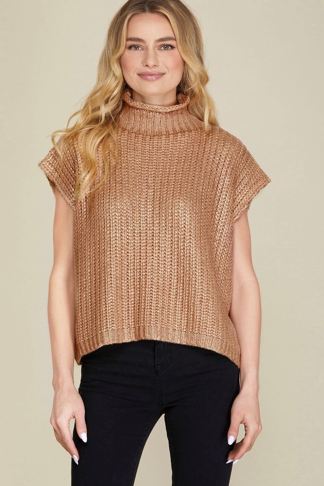 METALLIC FOIL SWEATER TOP Style U 