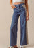 Mid Rise Wide Leg Jeans w/ crochet trim So Me 