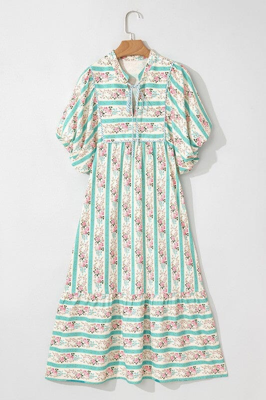 Mint Boho Striped Maxi Dress Shewin 
