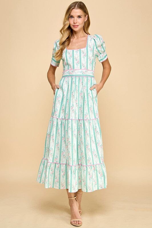 Mint Striped Floral Midi TCEC 