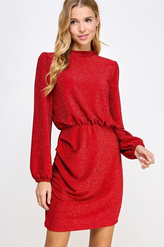 Mock Neck Glitter Dress 2 hearts 