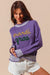 Mock Neck Mardi Gras Tinsel Scrip Sweater So Me 