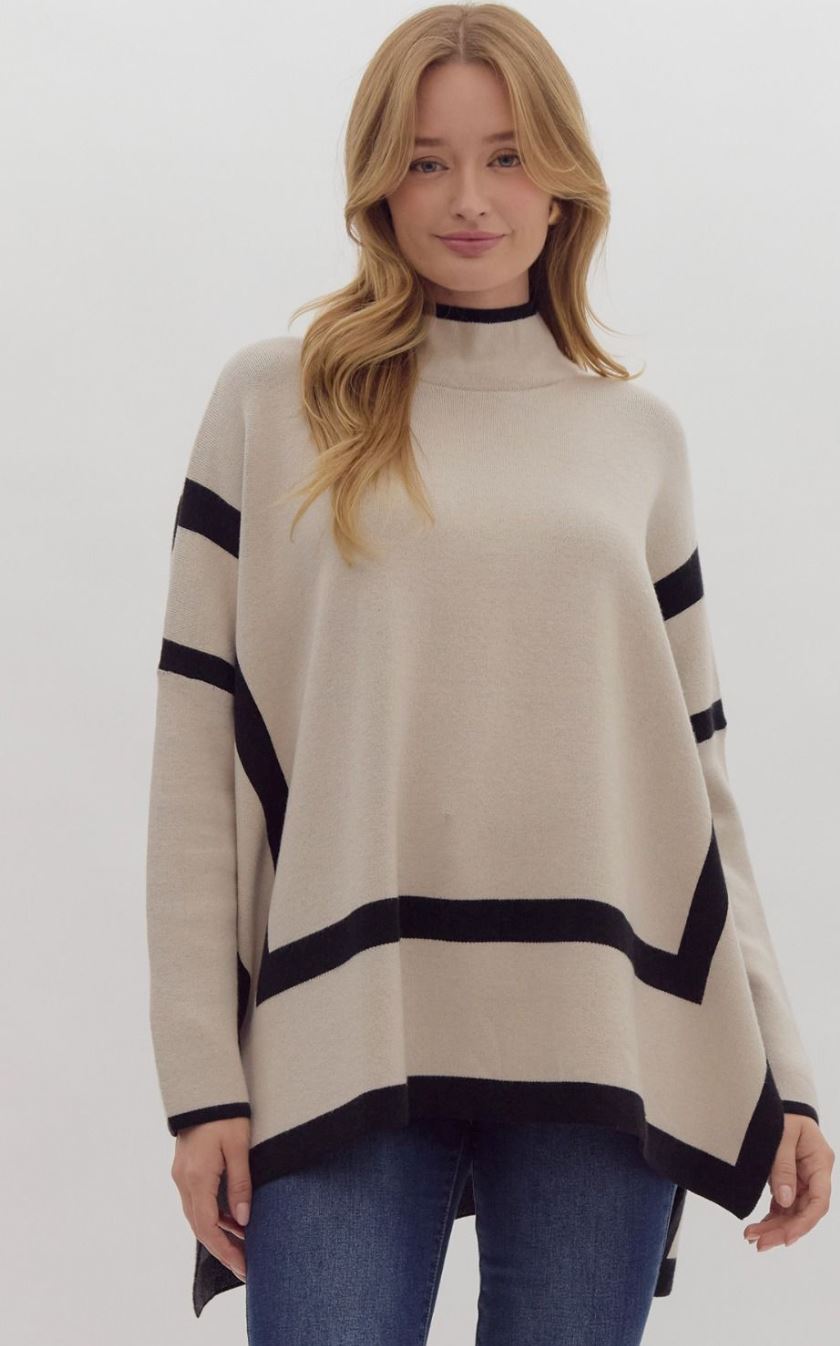 Mock Neck Two Tone Sweater entro 