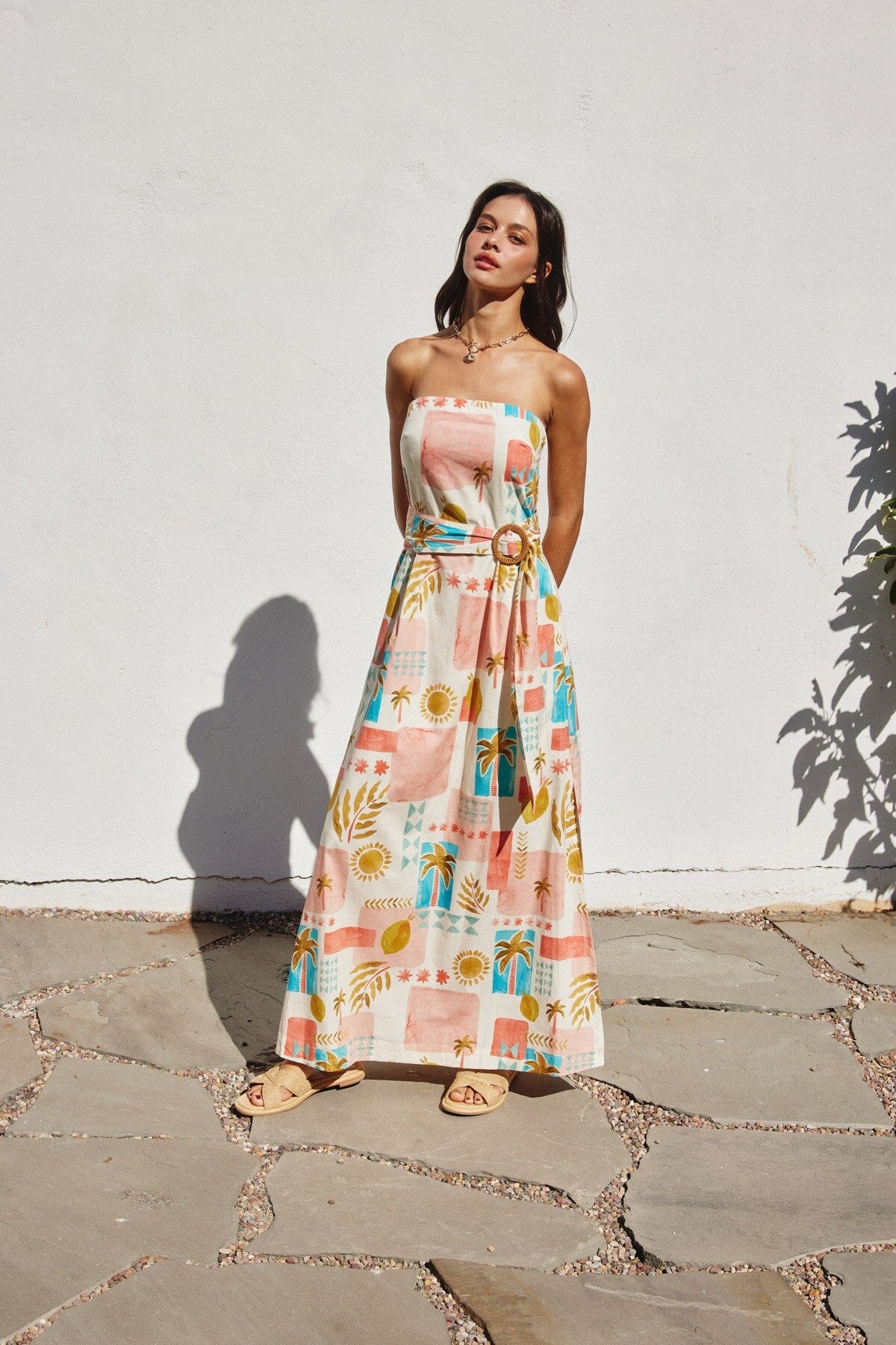 Moroccan Spring Rattan Belt Strapless Maxi Dress Dress Forum 