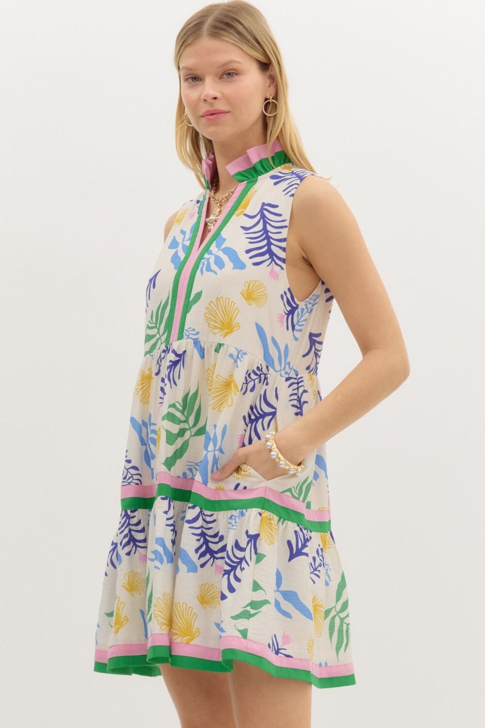 Multi Floral Tiered Dress Entro 