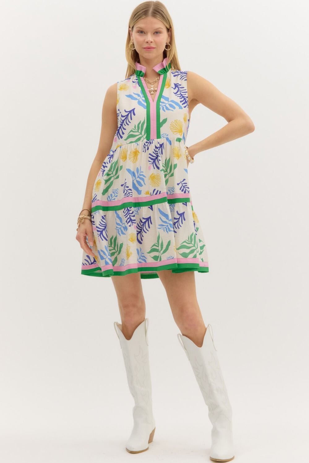 Multi Floral Tiered Dress Entro 