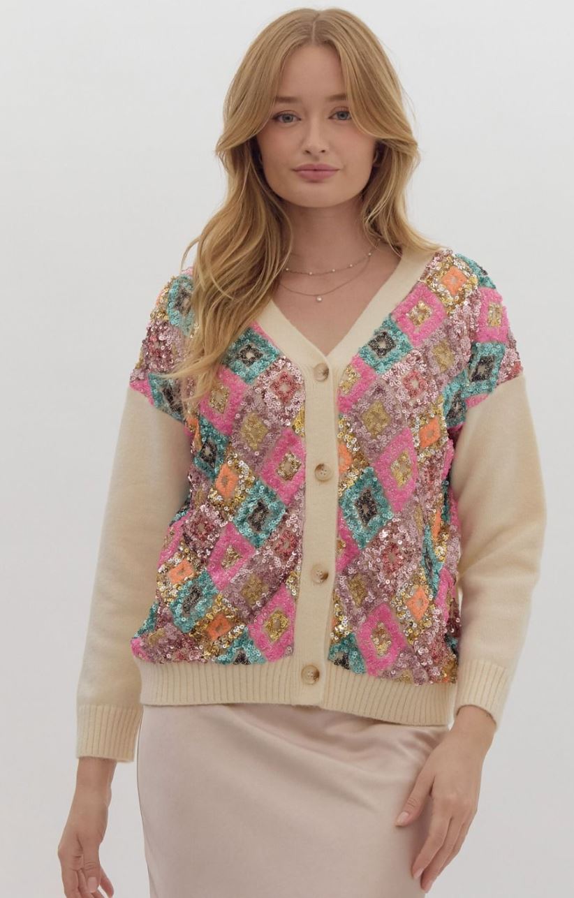 Multicolor Sequin Cardigan entro 