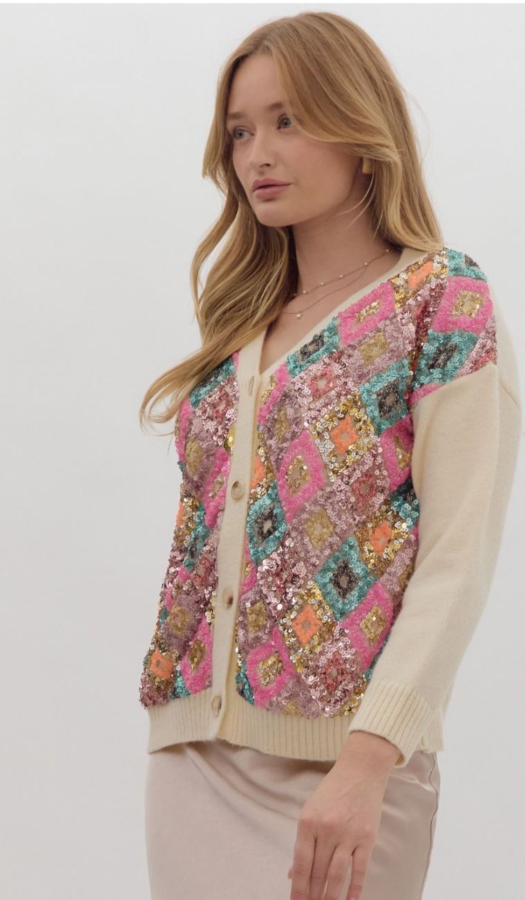 Multicolor Sequin Cardigan entro 