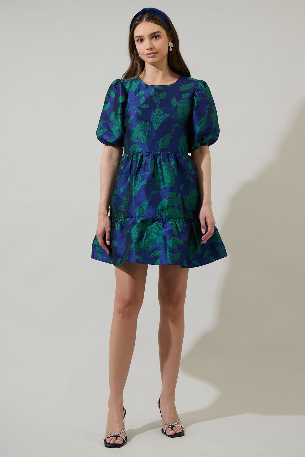 Navy and Emerald Zoe Jacquard Dress Sugarlips 