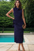 Navy Drape Neck Wrap Midi Wholesalesir 