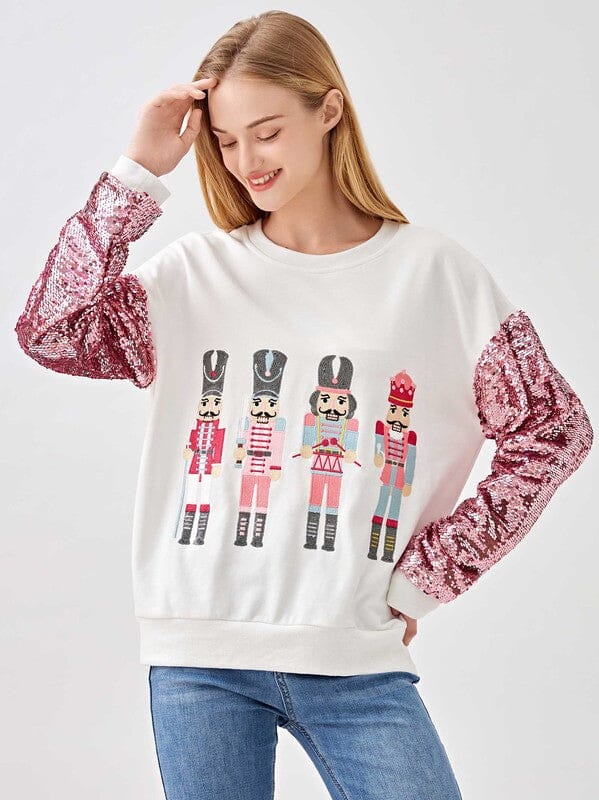 Nutcracker Sequin Sleeve Sweater why dress 