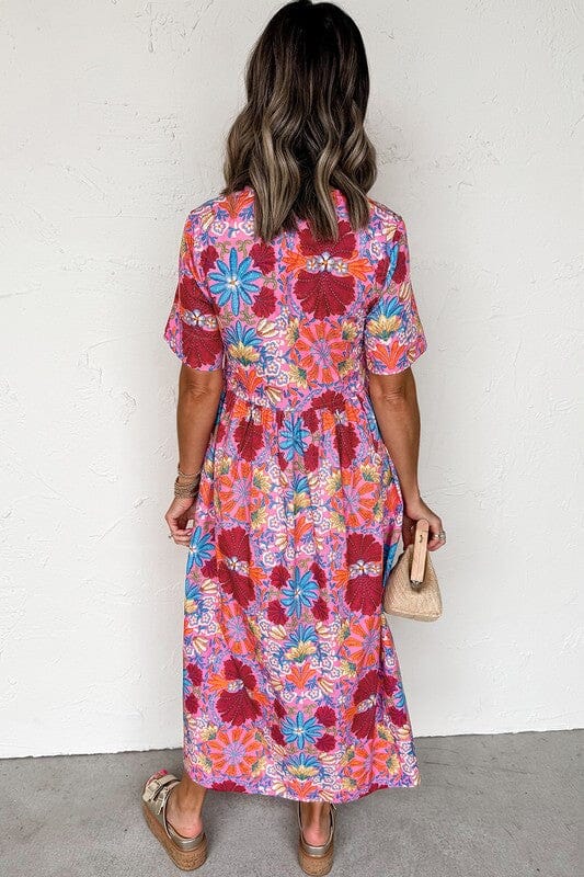 Olivia Floral Tie Front Maxi Dress Shewin 