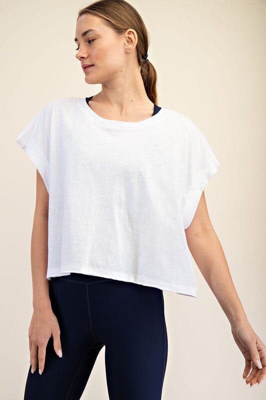 Open Back Cotton Slub Top Rae Mode small White 