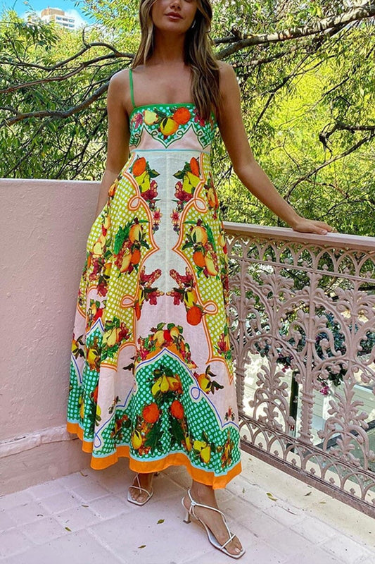 Orange/Lemon Floral Cami Maxi Dress Mayah Overseas 