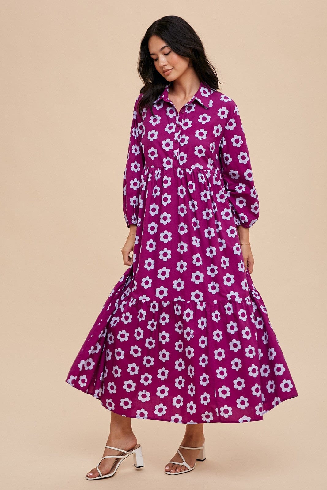 ORCHID FLORAL COLLARED FROCK DRESS In Loom 