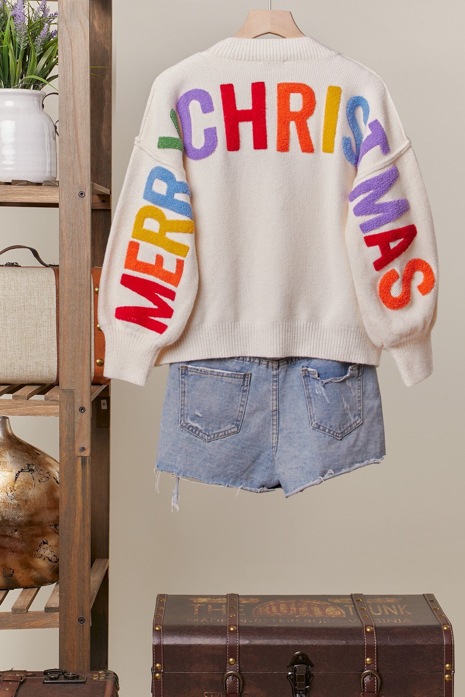 Oversize Christmas Sweater with Lettering mello 