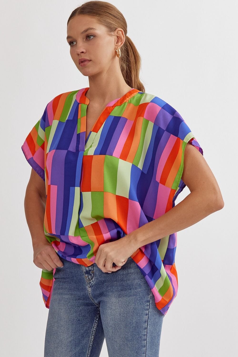 Oversized Mini Colorblock Top entro 