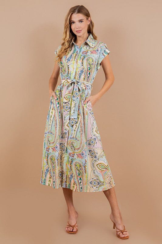 Paisley Collared Midi Sundayup 