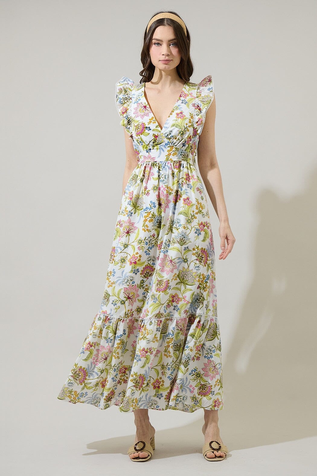 Pany Floral Mawar Ruffle Midi Dress Sugarlips 