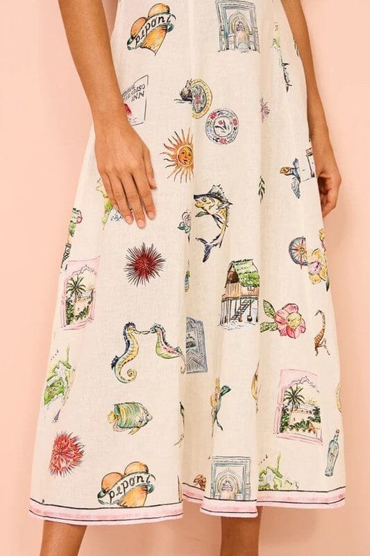 Paradise Print Puff Sleeve Midi Sundayup 