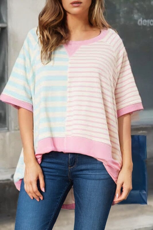 Patchwork Oversized Striped Tee Kentce 