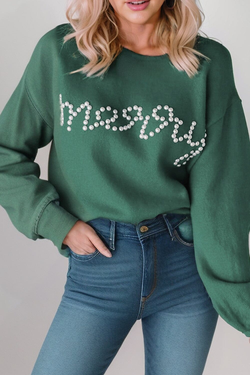 Pearl Beaded Merry Sweater shewin 