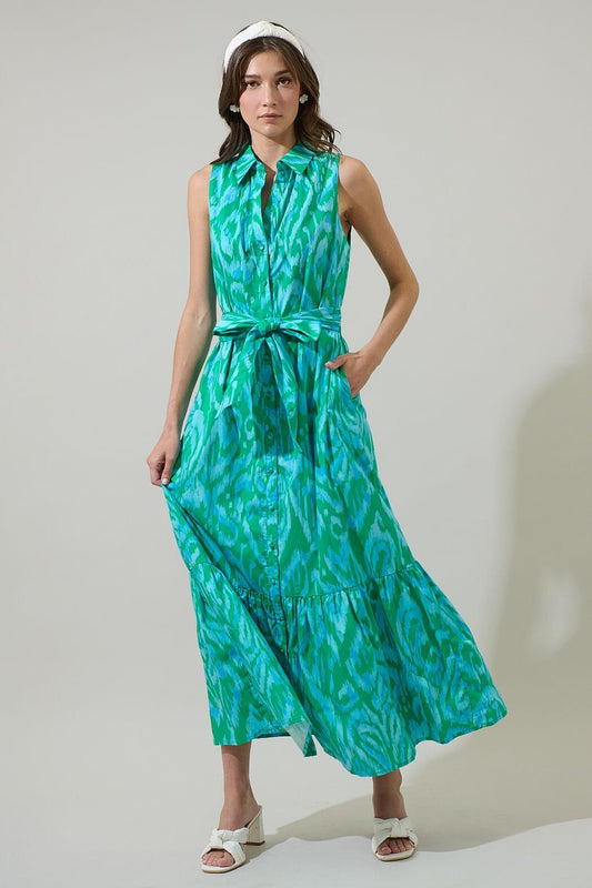 Penola Green and Blue Collared Maxi Sugarlips 