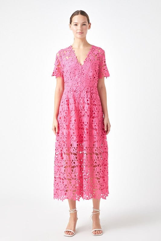 Pink All Over Lace Midi English Factory 