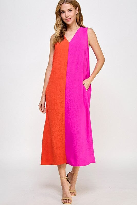 Pink and Tangerine Colorblock Midi 2 hearts 
