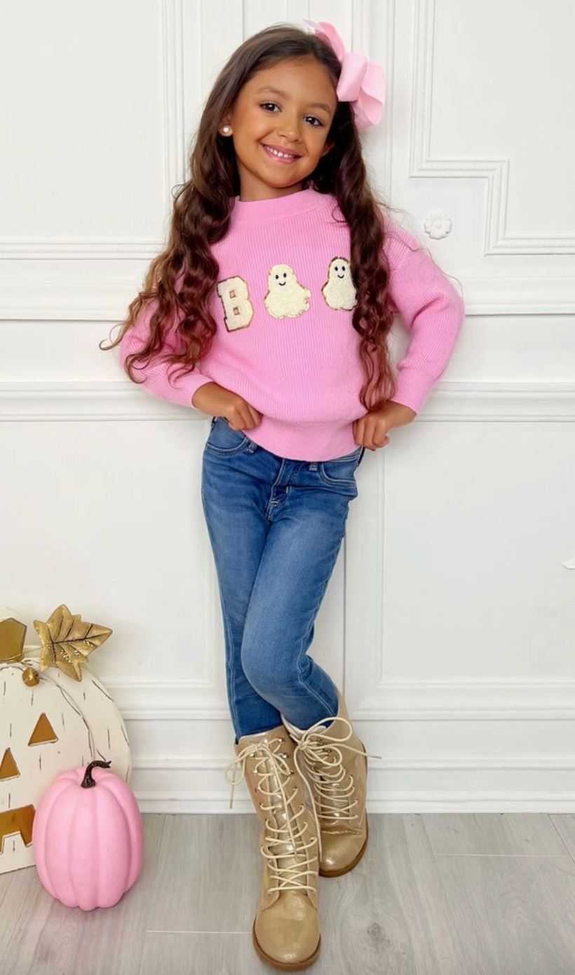 Pink Boo Ghost Halloween Sweater mia belle 