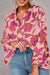 Pink Floral Batwing Sleeve Blouse shewin 